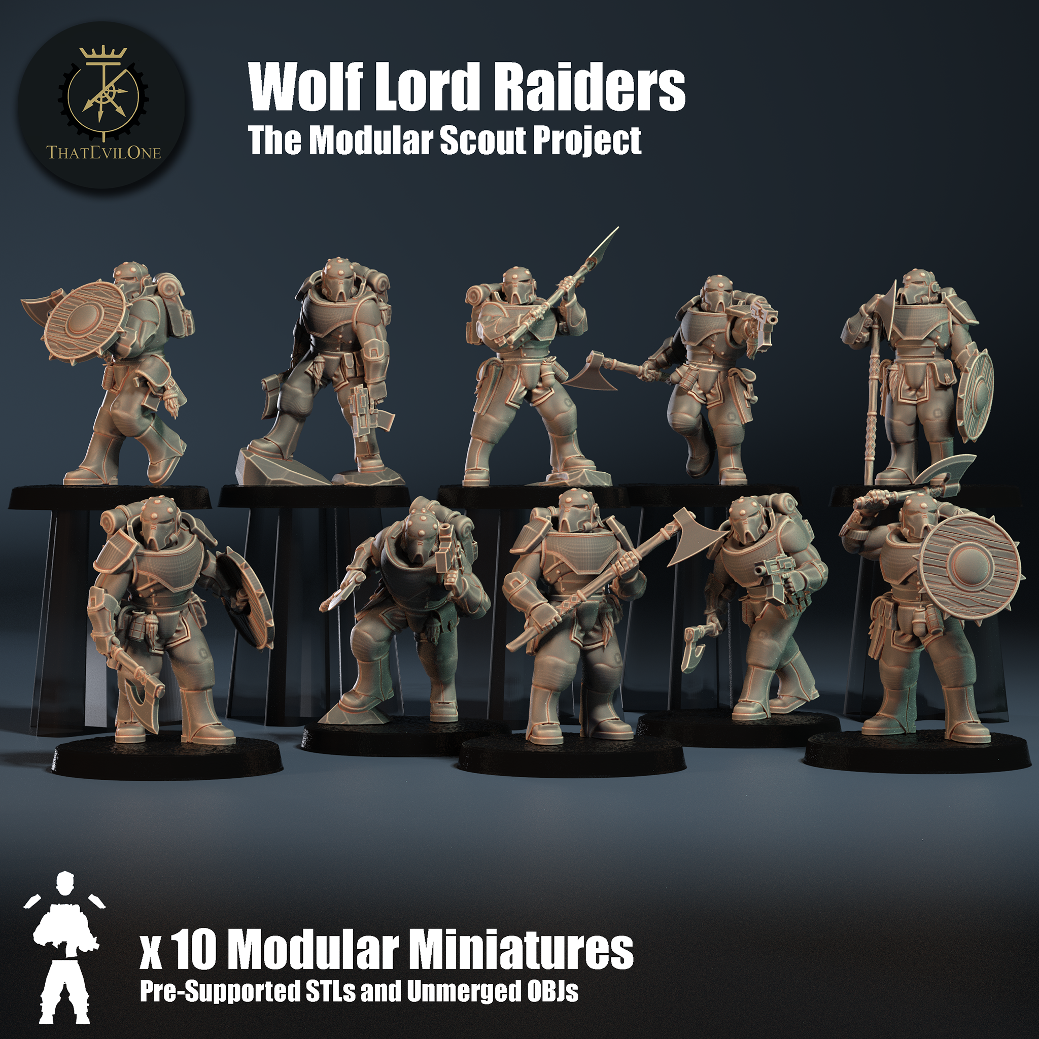 Modular Scout Wolf Lord Raiders - Presupported